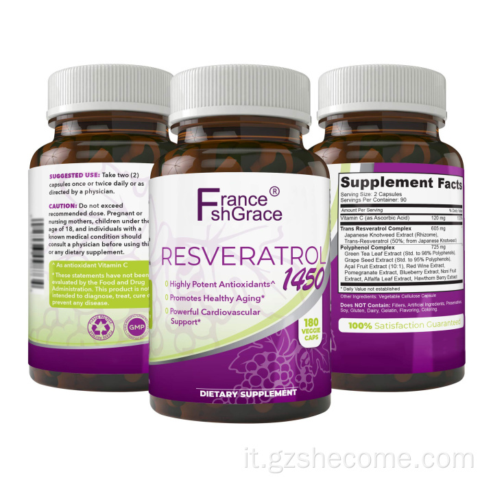 I supplemen Trans Resveratrol promuovono le capsule anti-invecchiamento